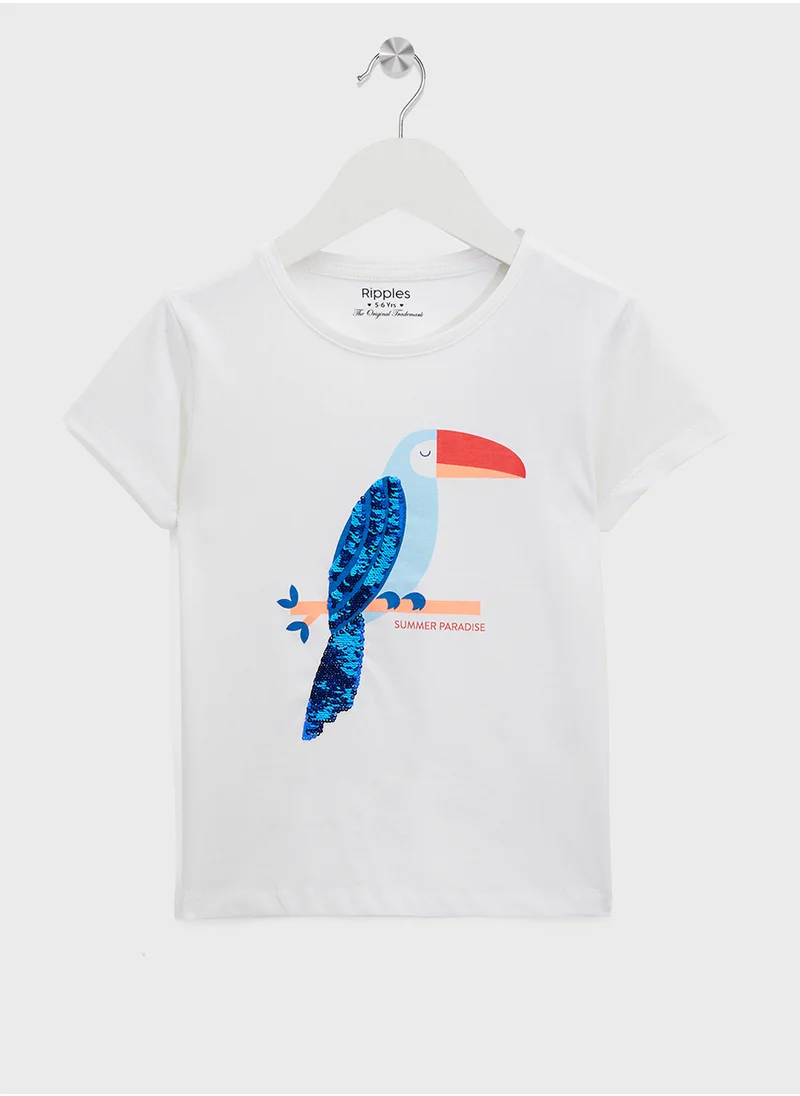 ريبلز مع نمشي Girls Half Sleeves T-shirt