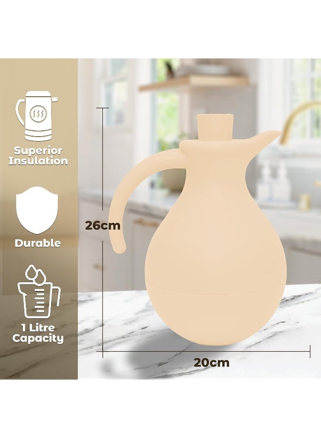 BS B&S Beige Vacuum Flask | 1.0Ltr Insulated Thermos Flask - Image 2