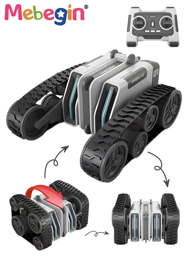 MEBEGIN - RC Stunt Car Toy, 360°Double Side Flips Rotating RC Car, 2.4Ghz Remote Control Car with Cool Lights and 2 Speed Modes, Portable Rechargeable Remote Control Car Toy, Suitable for Versatile Roads, 14.4*15.5*7.5cm - Image 1