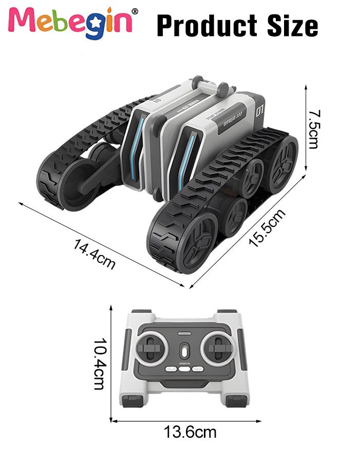 MEBEGIN - RC Stunt Car Toy, 360°Double Side Flips Rotating RC Car, 2.4Ghz Remote Control Car with Cool Lights and 2 Speed Modes, Portable Rechargeable Remote Control Car Toy, Suitable for Versatile Roads, 14.4*15.5*7.5cm - Image 1