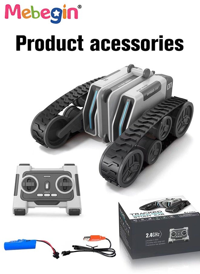 MEBEGIN - RC Stunt Car Toy, 360°Double Side Flips Rotating RC Car, 2.4Ghz Remote Control Car with Cool Lights and 2 Speed Modes, Portable Rechargeable Remote Control Car Toy, Suitable for Versatile Roads, 14.4*15.5*7.5cm - Image 1