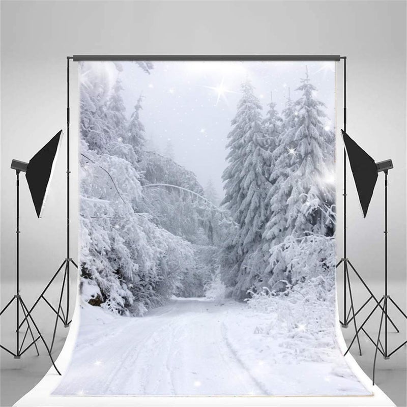 AOFOTO 8x10ft Winter Wonderland Backdrop Snow Covered Pine Trees Winter Forest Landscape Photography Background Snow Scene Snowfield Nature Scenery White Christmas New Year Holiday Photo Studio Props - Image 3