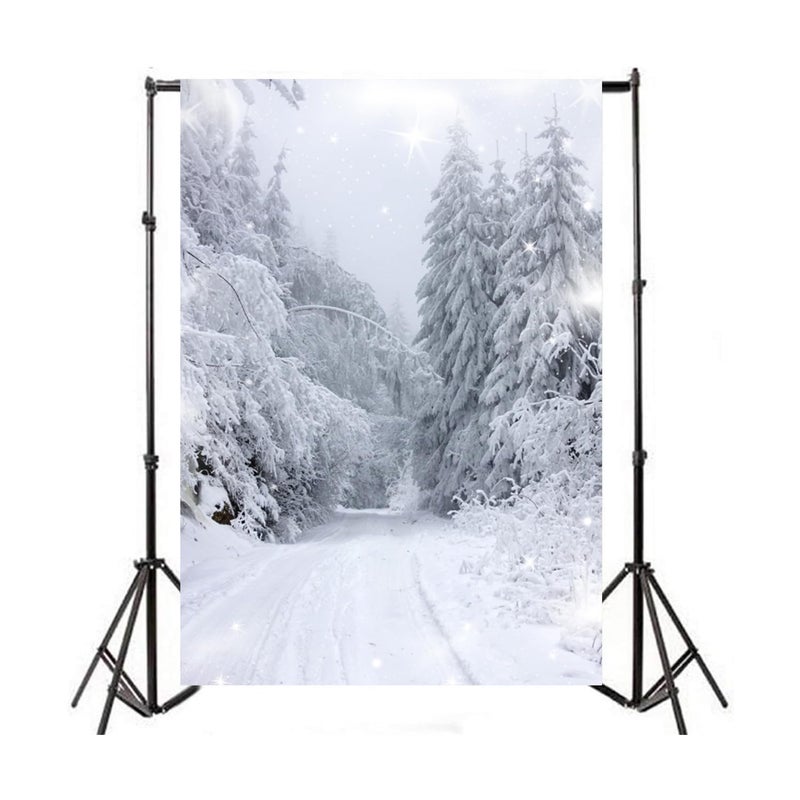 AOFOTO 8x10ft Winter Wonderland Backdrop Snow Covered Pine Trees Winter Forest Landscape Photography Background Snow Scene Snowfield Nature Scenery White Christmas New Year Holiday Photo Studio Props - Image 4