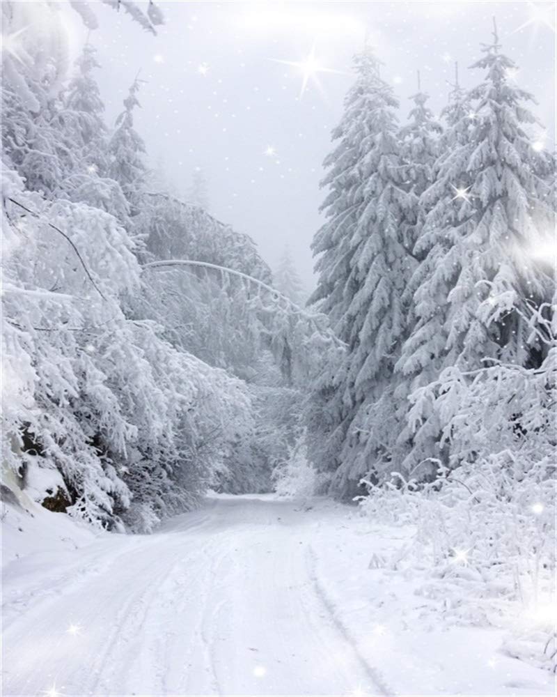 AOFOTO 8x10ft Winter Wonderland Backdrop Snow Covered Pine Trees Winter Forest Landscape Photography Background Snow Scene Snowfield Nature Scenery White Christmas New Year Holiday Photo Studio Props - Image 1