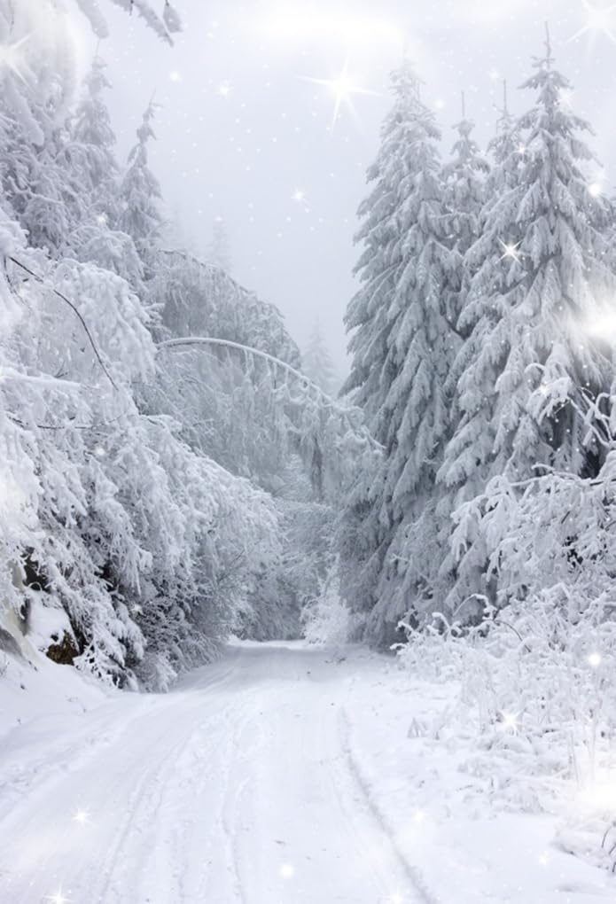 AOFOTO 8x10ft Winter Wonderland Backdrop Snow Covered Pine Trees Winter Forest Landscape Photography Background Snow Scene Snowfield Nature Scenery White Christmas New Year Holiday Photo Studio Props - Image 2
