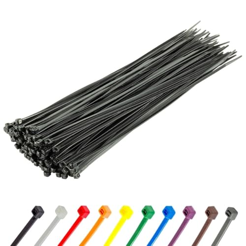 GTSE 11 Inch Black Zip Ties, 100 Pack, 40lb Strength, UV Resistant Long Nylon Cable Ties, Self-Locking 11" Tie Wraps - Image 1