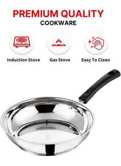 VINOD Stainless Steel Frying/Stirfry/Saute/Egg Pan, Skillet 20 cm, SAS Bottom, Induction and Gas Stove Friendly, Sturdy Handle, Heavy Bottom  - Image 5