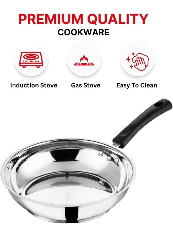 VINOD Stainless Steel Frying/Stirfry/Saute/Egg Pan, Skillet 20 cm, SAS Bottom, Induction and Gas Stove Friendly, Sturdy Handle, Heavy Bottom  - Image 5