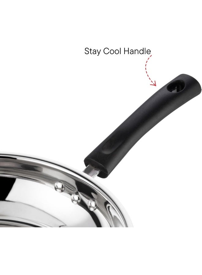 VINOD Stainless Steel Frying/Stirfry/Saute/Egg Pan, Skillet 20 cm, SAS Bottom, Induction and Gas Stove Friendly, Sturdy Handle, Heavy Bottom  - Image 4