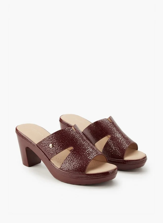 Flora Bella By Shoexpress Textured Slip-On Sandals with Block Heels