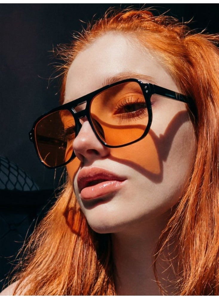 نظارات شمسية نسائية بتصميم طيار ريترو بحاجز مزدوج وحماية UV400 - Image 1