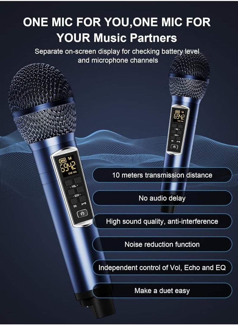 Smart Berry Rechargeable Karaoke Machine with Wireless Mics – Bluetooth PA Speaker for Home, Outdoor, and Party Singing Fun – USB/AUX/TF Card Compatible - Image 3