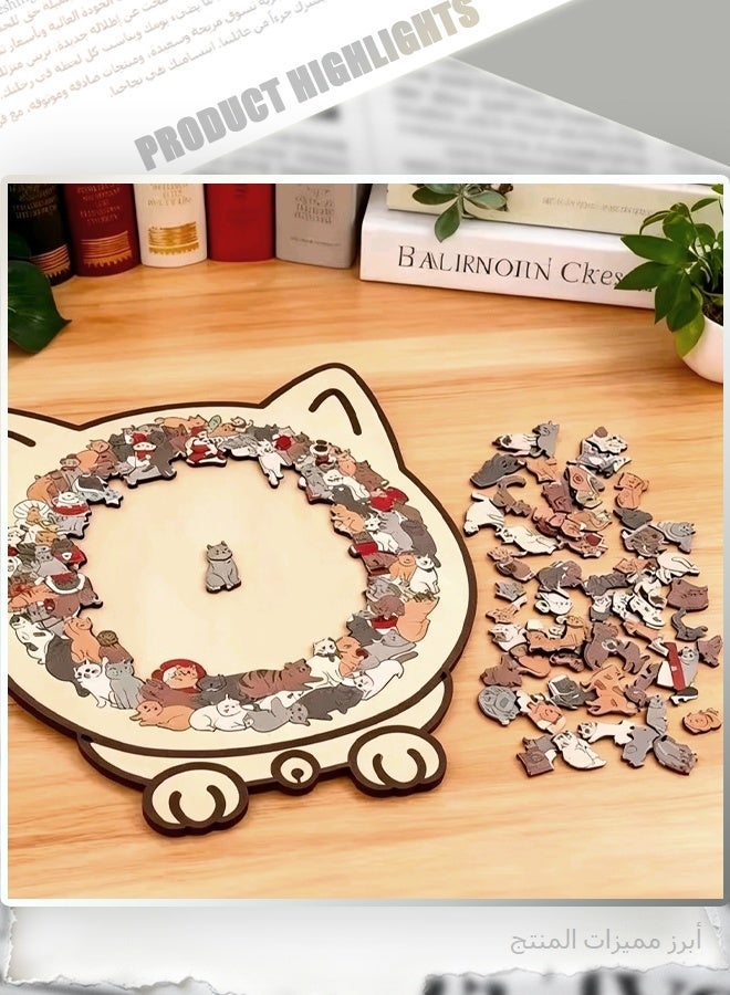 135-Piece Colored Cat Shaped Wooden Jigsaw Puzzle,Wood Cat Puzzl Shaped Wooden Puzzle,Wooden Jigsaw Puzzles for Adults,Wooden Puzzles for Cats Lovers,Home Decor - Image 5