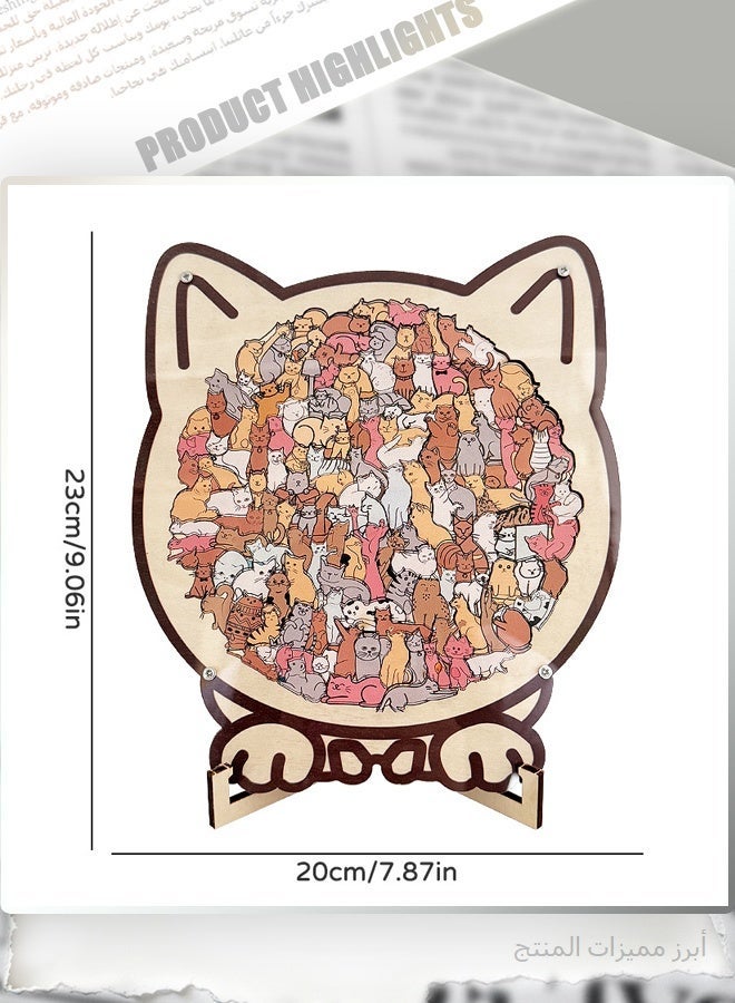 135-Piece Colored Cat Shaped Wooden Jigsaw Puzzle,Wood Cat Puzzl Shaped Wooden Puzzle,Wooden Jigsaw Puzzles for Adults,Wooden Puzzles for Cats Lovers,Home Decor - Image 3