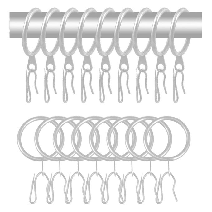 60 PCS METAL DRAPERY CURTAIN RINGS HOOKS 30 MM INTERNAL DIAMETER MATT SILVER