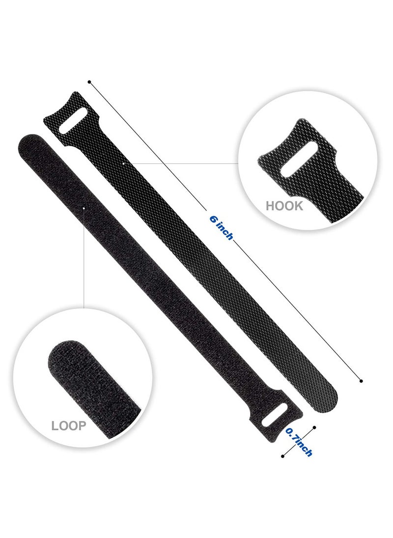 100 Black Reusable Cable Ties, Adjustable 6 Inches, Multi-Purpose Cable Management Ties for Organizing Cables at Home, Office, and Data Centers