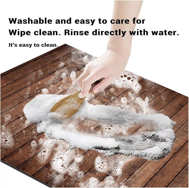 Vintage Bathroom Bath Mat Absorbent Non Slip Foot Mats Quick Dry Entrance Doormat Shower Floor Pad Toilet Carpet Washable(C,40cmx60cm) - Image 5