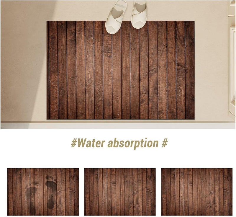 Vintage Bathroom Bath Mat Absorbent Non Slip Foot Mats Quick Dry Entrance Doormat Shower Floor Pad Toilet Carpet Washable(C,40cmx60cm) - Image 2