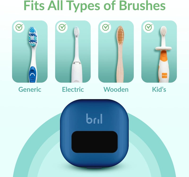 Bril UV-C Toothbrush Sanitizer Portable Sterilizer Cover Holder and Case for Any Size Toothbrush - Navy Blue - Image 3