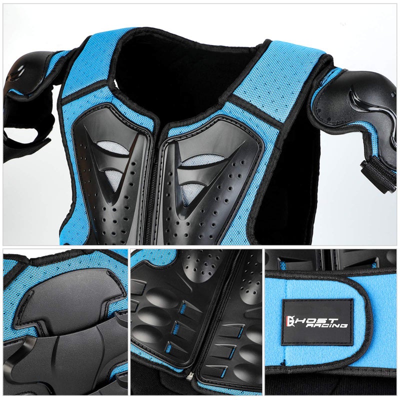 JUSTDOLIFE Youth Dirt Bike Gear, JUSTDOLIFE 5 PCS Motorcycle Armor Protection Jacket, Kids Motorcycle Armor with Knee Pads Elbow Pads Chest Protector Racing for Outdoor Sports (Blue) - Image 5