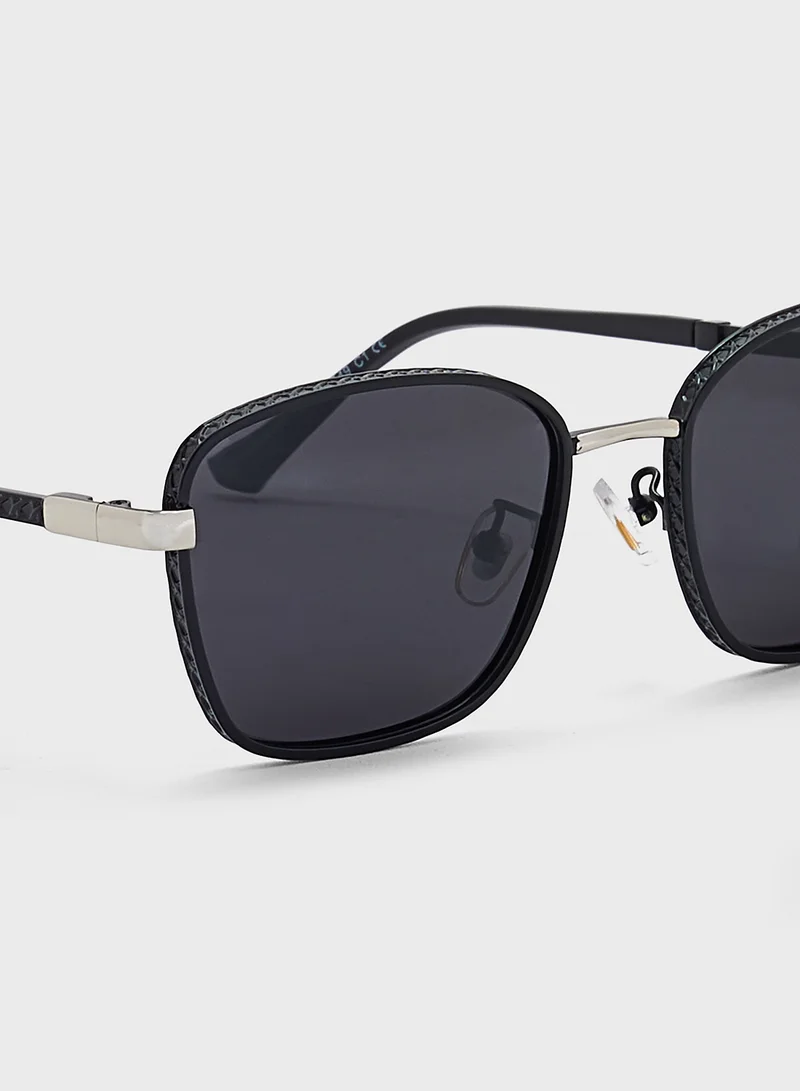روبرت وود Polarized Lens Square Aviator Sunglasses