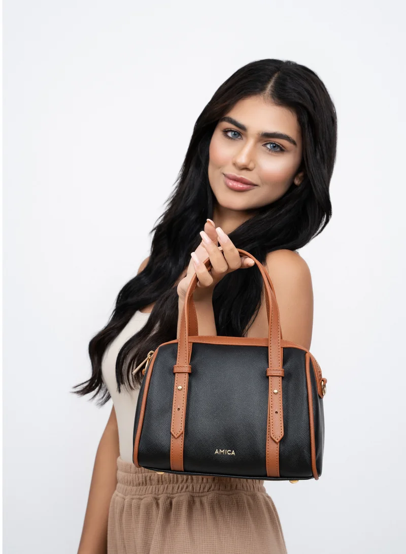 AMICA Gia Women Mini Barrel Crossbody Shoulder Handbag with Adjustable Strap