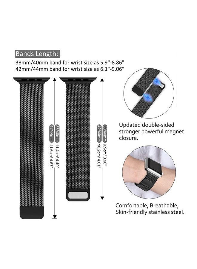 YOMNA - YOMNA Magnetic Metal Milanese Loop Band Compatible with Apple Watch Band 42mm 44mm 45mm 49mm, Adjustable Stainless Steel Mesh Strap Replacement for iWatch Series Ultra SE 8 7 6 5 4 3 2 1- Matte Silver - Image 1
