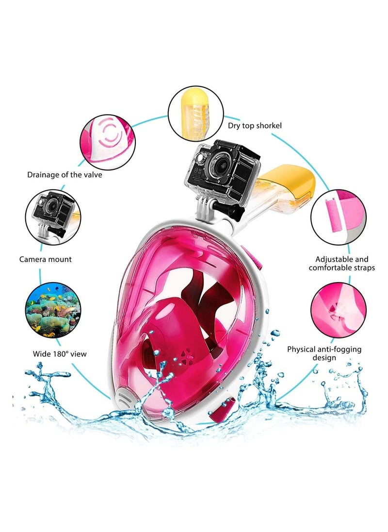 QSHOP - QShop®️ 180 Degree Full Face Snorkel Mask, Free-Fleecing Design with Detachable Camera Mount, Anti-Fog, with Adjustable Head Straps, Professional Snorkeling Kit for Adults and Youth Snorkel Mask - Image 1
