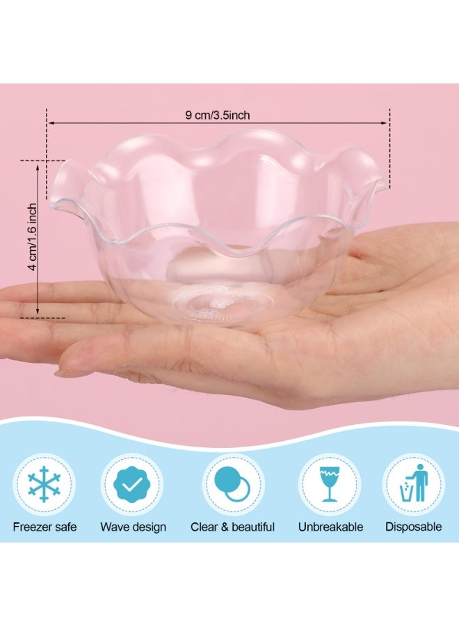 Bukela 60pcs Small Plastic Dessert Bowls with 60 Spoons, Ice Cream Bowls, Reusable Flower Shaped Party Serving Elegant Buffet Serving Cups for Nuts, Salad, Fruit, Snacks and Yogurt (Clear,120ml) - Image 2