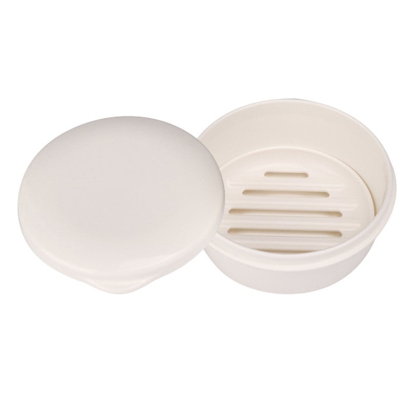Portable Soap Dish: Compact Round Plastic Soap Holder - Sealed Cover Hygienic Draining Plate for Travel Bathroom Kitchen - Image 4