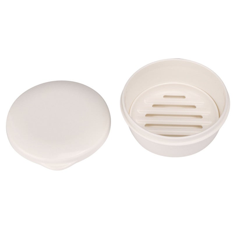 Portable Soap Dish: Compact Round Plastic Soap Holder - Sealed Cover Hygienic Draining Plate for Travel Bathroom Kitchen - Image 3