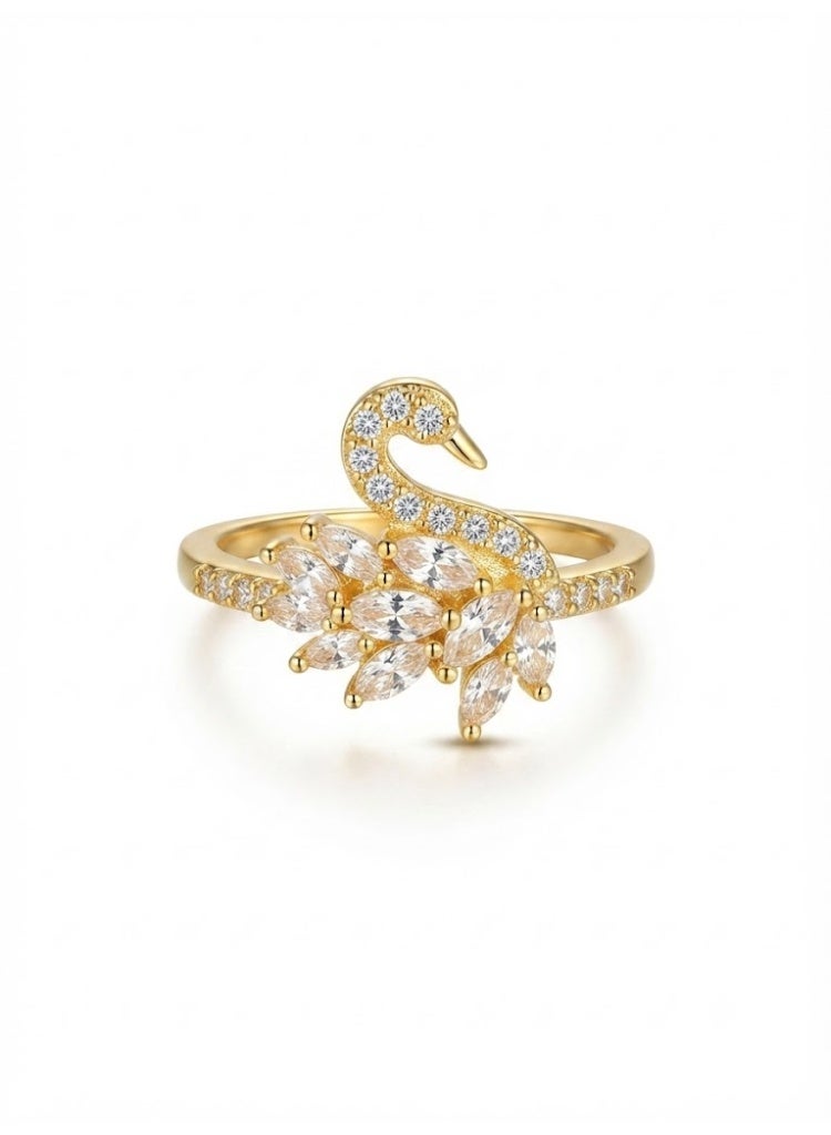 Luxury SWAN Iconic Swan-Design Ring - Crafted from 316 Pure Stainless Steel with Full Waterproof Protection - Elegant & Adjustable Free Size for Perfect Fit - A Masterpiece of Brilliance and Durability
