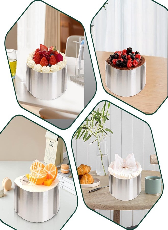 RMERVE 2 Pcs 6-12 Inch Adjustable Cake Mold Ring, 5.91'' High, 6 to 12'' Adjustable Cake Ring Cake Baking Supplies Baking Rings Round Stainless Steel Bakeware Tools with Scaling DIY Baking Mold Tool - Image 3