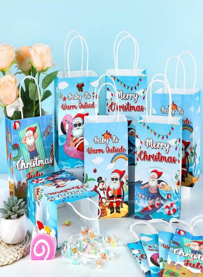 Justforjoyful مجموعة Justforjoyful المكونة من 12 كيس هدايا للاستخدام مرة واحدة، بتصميم استوائي، مناسبة لحفلات الصيف والكريسماس، مع مقابض، مثالية لحفلات أعياد الميلاد الصيفية ذات الطابع الشاطئي الهاواي. - Image 4