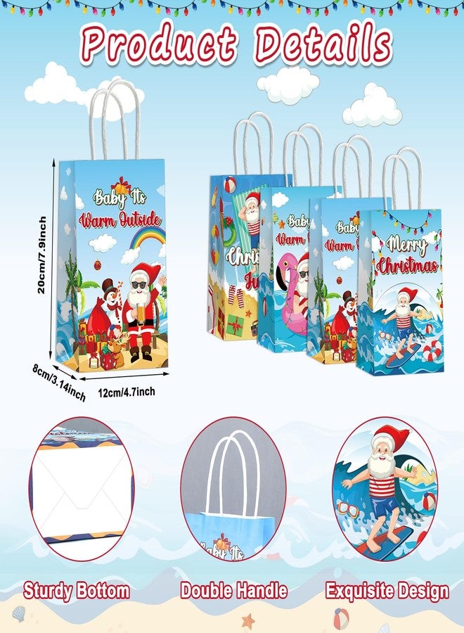 Justforjoyful مجموعة Justforjoyful المكونة من 12 كيس هدايا للاستخدام مرة واحدة، بتصميم استوائي، مناسبة لحفلات الصيف والكريسماس، مع مقابض، مثالية لحفلات أعياد الميلاد الصيفية ذات الطابع الشاطئي الهاواي. - Image 3