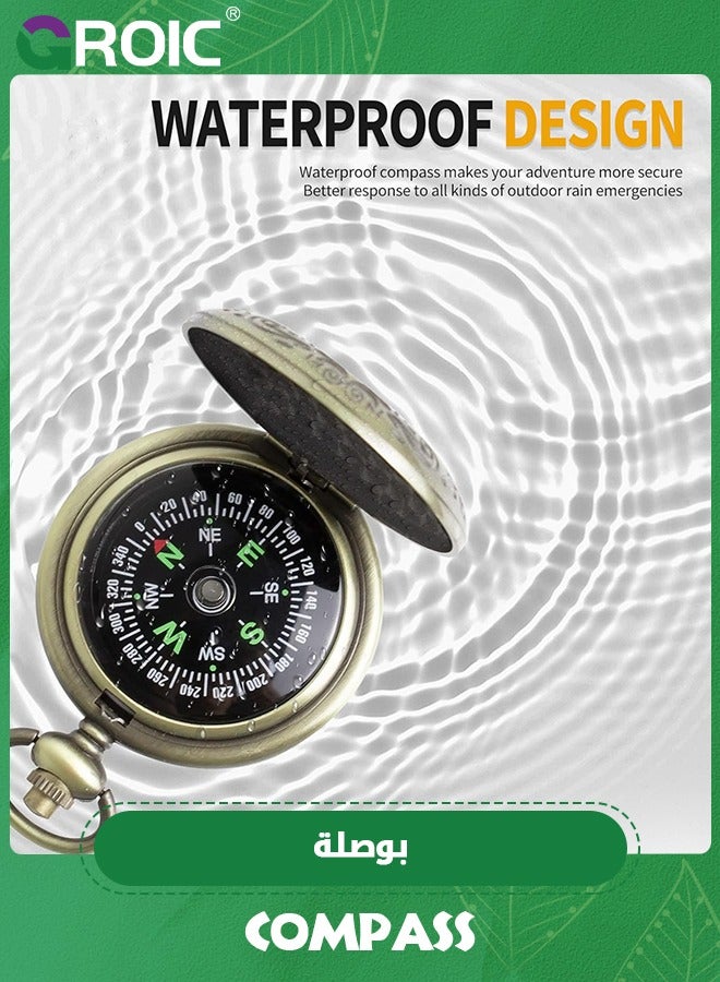 GROIC بوصلة للمشي لمسافات طويلة بوصلة لتحديد الاتجاهات بوصلة للتخييم | هدايا الكشافة بوصلة للتخييم والصيد والملاحة | بوصلة عسكرية خفيفة الوزن لقراءة الخرائط - Image 4
