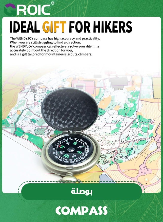 GROIC بوصلة للمشي لمسافات طويلة بوصلة لتحديد الاتجاهات بوصلة للتخييم | هدايا الكشافة بوصلة للتخييم والصيد والملاحة | بوصلة عسكرية خفيفة الوزن لقراءة الخرائط - Image 5