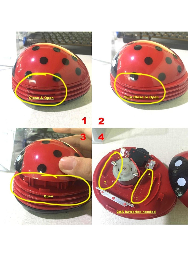 AROAQ Mini Table Vacuum Cleaner, Miniature Keyboard Desktop Cleaner, Beetle Shaped Portable Corner Desk Table Cleaner, Ladybug Dust Collector For Home Office Desktop Cleaning, (1pc. Green)  - Image 5