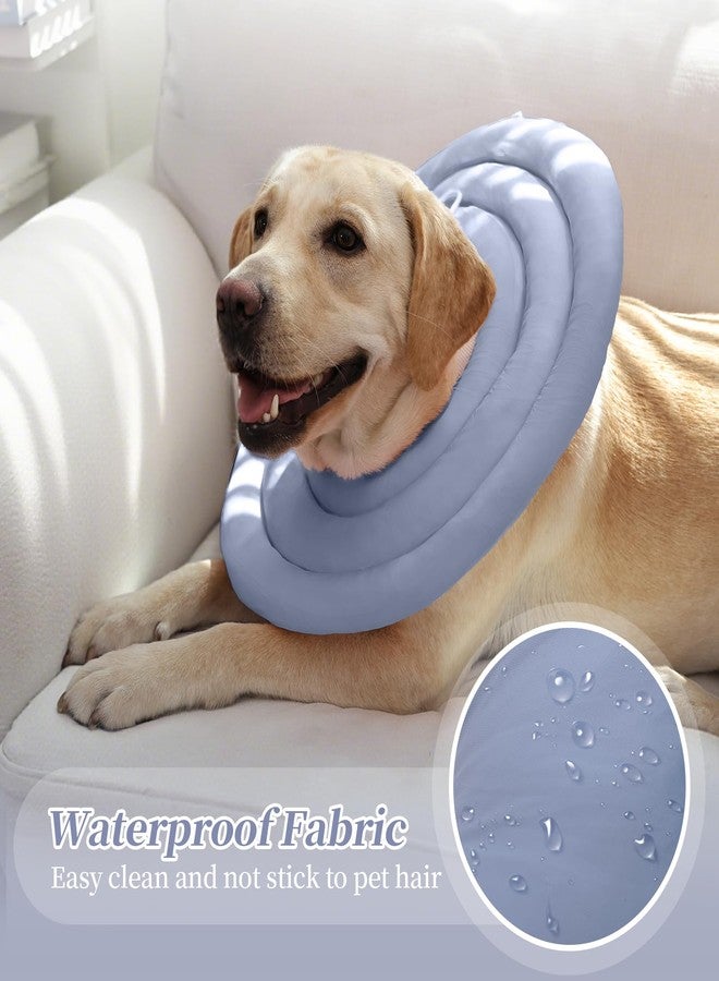 IDOMIK Dog Recovery Collar, Waterproof Soft Dog Cone After Surgery, Comfy Protective Elizabethan Collar Alternative for Dogs Cats, Adjustable Pet Neck Donut Cone Anti-Licking Biting Wounds,Blue,L - Image 3