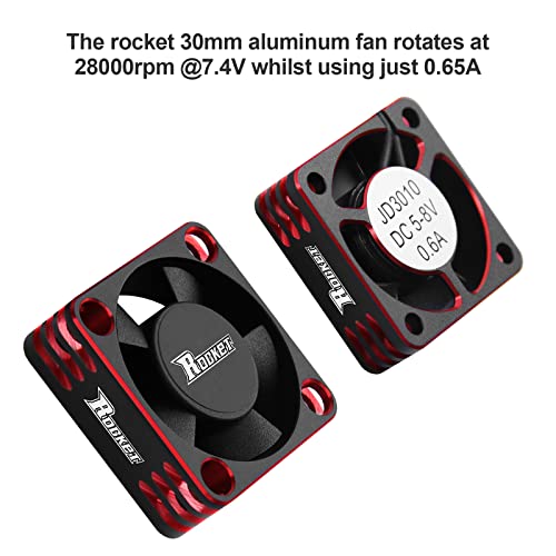ARRAROWN Motor Cooling Fan 30mm RC Model Heatsink 28000RPM ESC Cooling Fan for RC Car 1/8 1/10 1/12 Scale 540 550 Brushless Motor (Black+Red) - Image 2