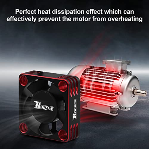 ARRAROWN Motor Cooling Fan 30mm RC Model Heatsink 28000RPM ESC Cooling Fan for RC Car 1/8 1/10 1/12 Scale 540 550 Brushless Motor (Black+Red) - Image 4