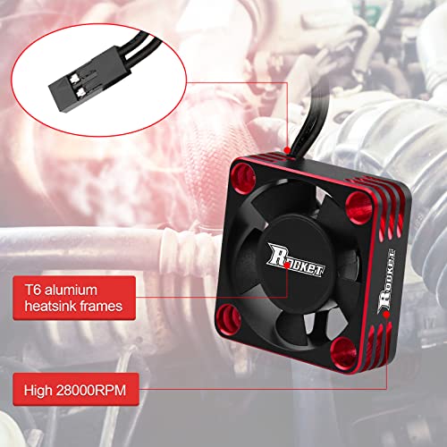 ARRAROWN Motor Cooling Fan 30mm RC Model Heatsink 28000RPM ESC Cooling Fan for RC Car 1/8 1/10 1/12 Scale 540 550 Brushless Motor (Black+Red) - Image 3