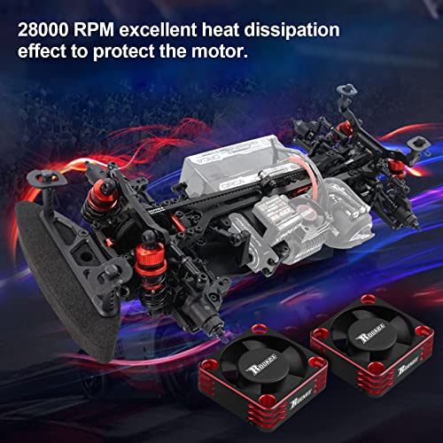 ARRAROWN Motor Cooling Fan 30mm RC Model Heatsink 28000RPM ESC Cooling Fan for RC Car 1/8 1/10 1/12 Scale 540 550 Brushless Motor (Black+Red) - Image 5