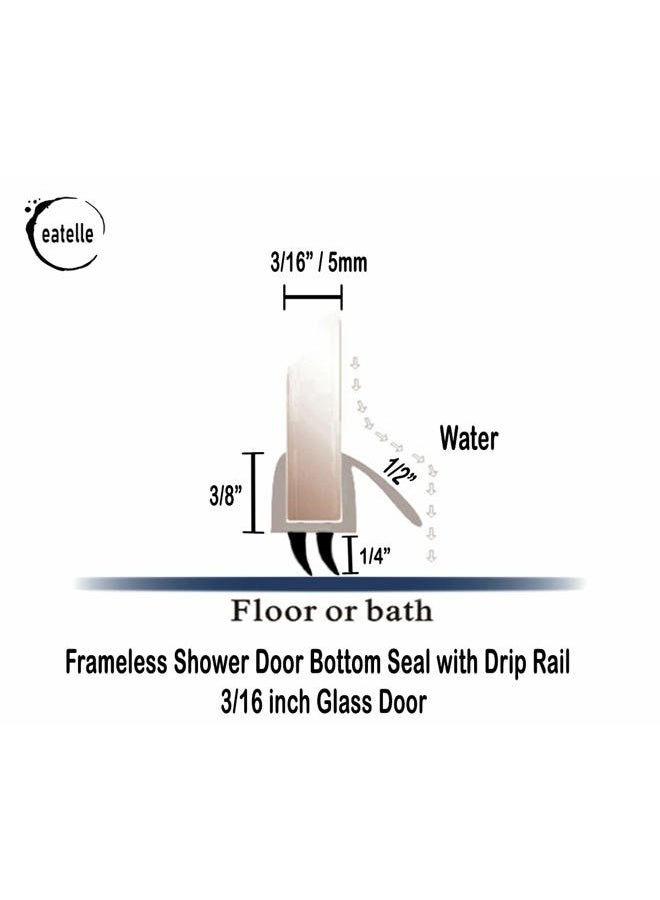 Eatelle Shower Door Bottom Seal with Drip Rail for 3/16" (5mm) Thick Glass, 36" Long Sweep - Ultra Clear Polycarbonate - Image 2