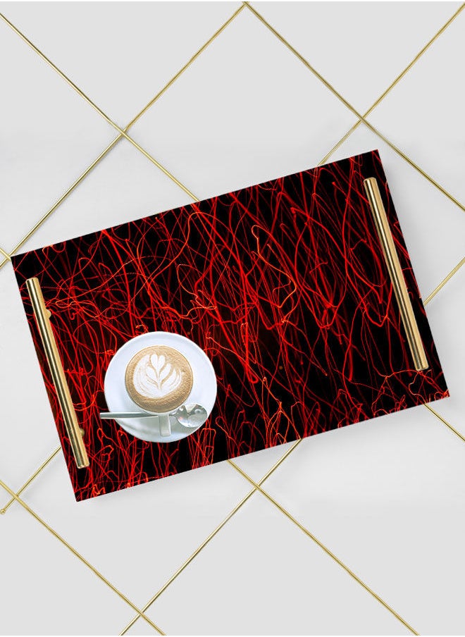 LOWHA Decorative Acrylic Serving Tray with Gold Color Metal Handles Scribble 20x30cm  - Image 5