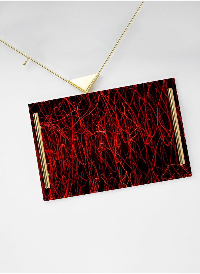 LOWHA Decorative Acrylic Serving Tray with Gold Color Metal Handles Scribble 20x30cm  - Image 3
