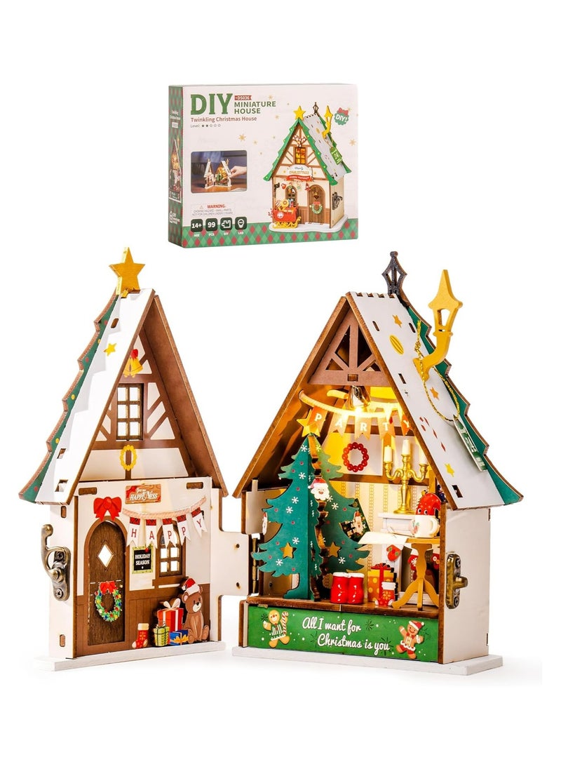 Robotime - Rolife Twinkling Christmas House DIY Miniature House DS036 Premium 3D Puzzle Building Kits for Adults & Teens - Decorative Home Décor, Ramadan & Holiday Gift (Eid and Birthday) for Puzzle Enthusiasts, Stress Relief STEM Project - Image 1