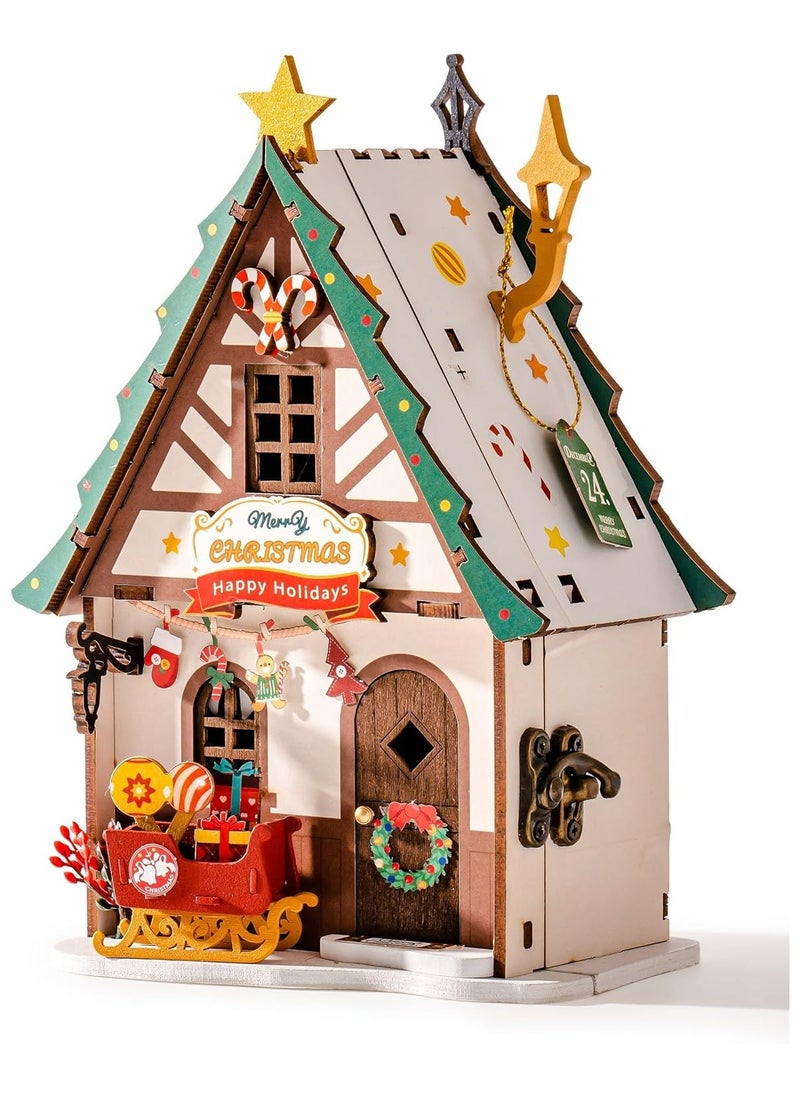 Robotime - Rolife Twinkling Christmas House DIY Miniature House DS036 Premium 3D Puzzle Building Kits for Adults & Teens - Decorative Home Décor, Ramadan & Holiday Gift (Eid and Birthday) for Puzzle Enthusiasts, Stress Relief STEM Project - Image 1