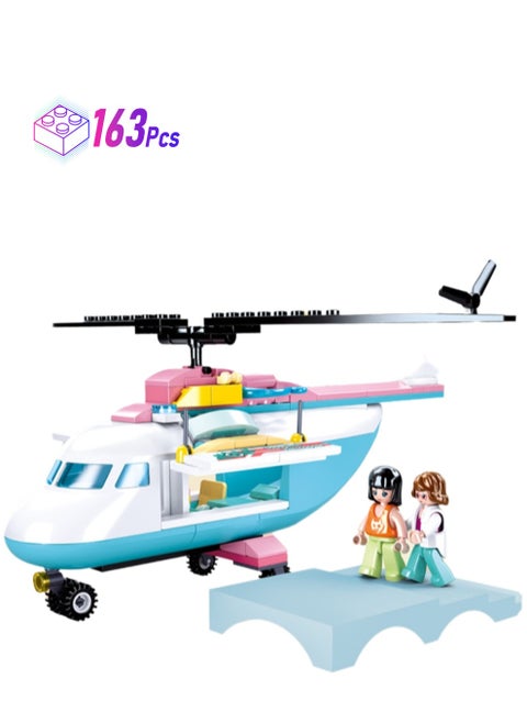 163pcs Medical Helicopter Model Set Building Blocks Creative Diy Simulation Collection Building Assembly Toys Children'S Gift