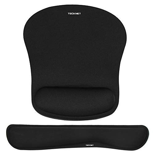 TECKNET Keyboard Wrist Rest and Mouse Pad with Wrist Support, Memory Foam Set for Computer/Laptop/Mac, Lightweight for Easy Typing & Pain Relief Ergonomic Mousepad (Black) - Image 1